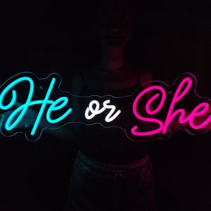 He or She Neon Sign, Baby Shower Led Light, Gender Reveal Party ...