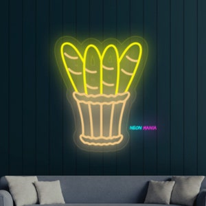 Baguette neon sign, French baguettes led sign, bread light sign, bakery led light, custom baguettes in a basket neon light