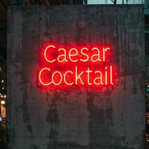 Caesar Cocktail LED Neon Sign. Neon Decor for Bar. Canadian Cocktails Light Wall Decor