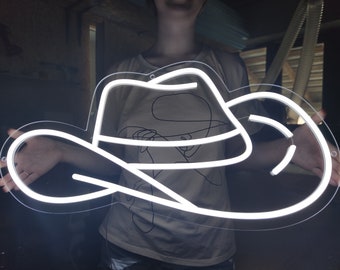 Cowboy hat neon sign, cowboy led sign, hat led light, western decor, western wall decor, western home decor, cowboy decor