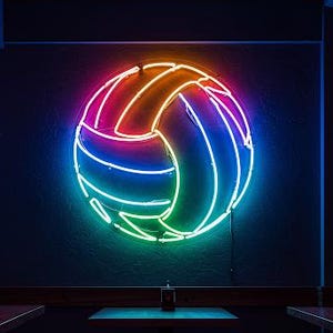 Volleyball Ball Led Neon Sign. LED Decor for Sports Club. Neon Ball Wall Decor