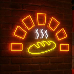 Bread in the oven neon sign, bakery led sign, bread neon lights, fresh bread led lights