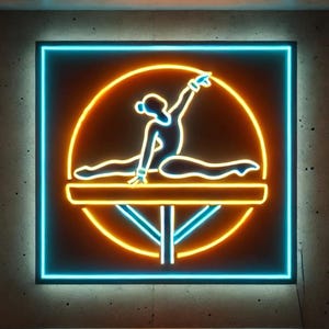 Neon Gymnast Sign. Gift Idea for Athletes. LED Sign for Fitness Studio. Gymnastics Wall Sign