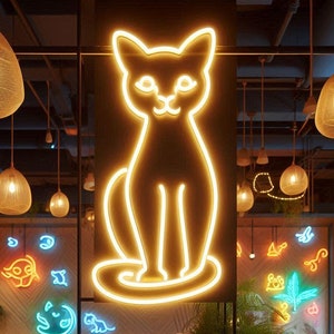 Cat LED neon sign - Custom made neon cat sign. Animal LED Light Sign. Pet Wall Decor