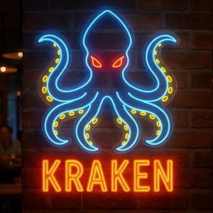 Kraken Neon Sign. Sea Monster LED Decor. Sailor Gift Idea.