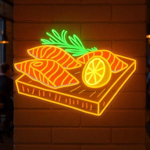 Fisch Leuchtreklame. Restaurant Led Schild. Geschenkidee für Chef. Sushi-Bars und asiatische Restaurants Neonlicht.