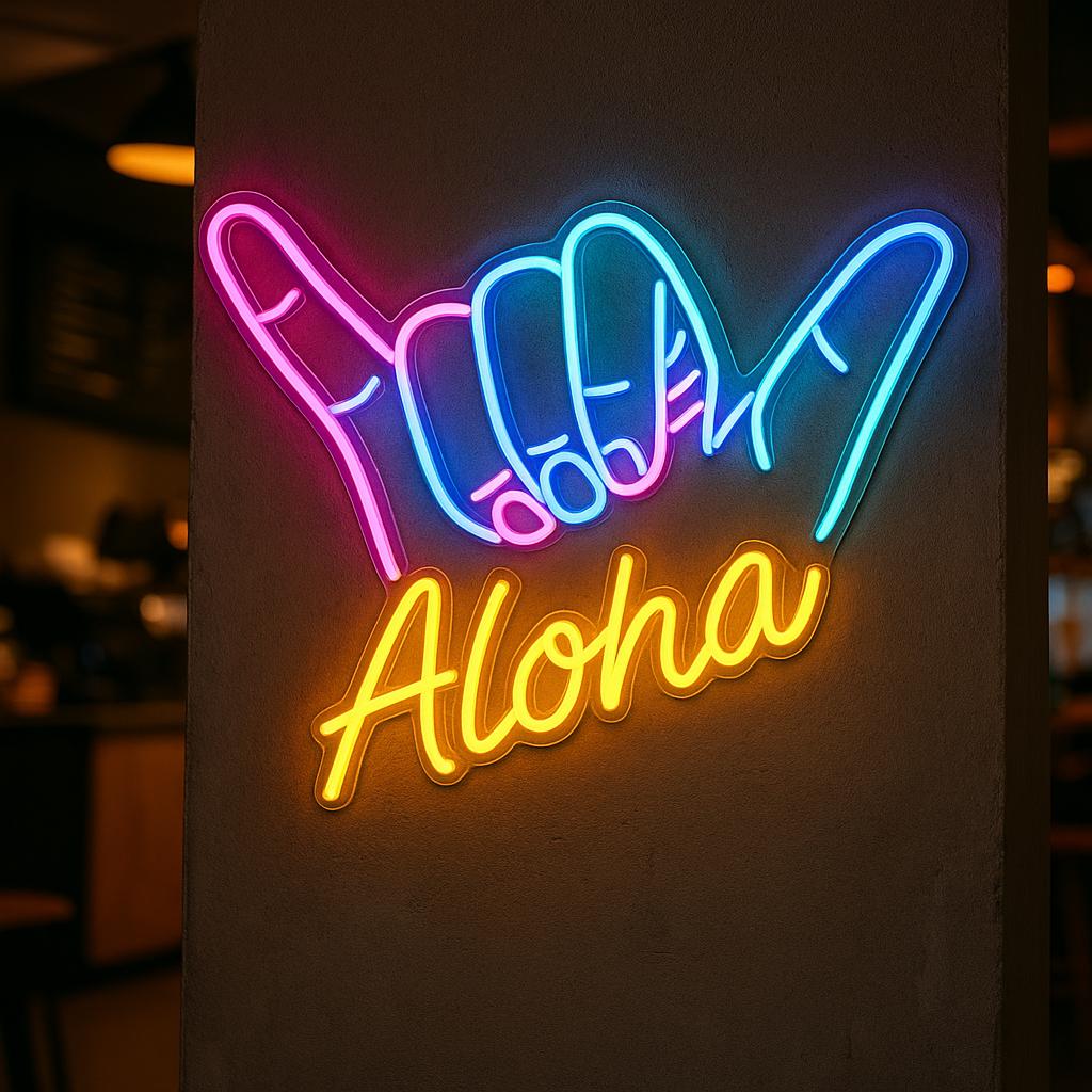 アロハネオンサイン。バーLED装飾。ハワイアンパーティーネオンサイン