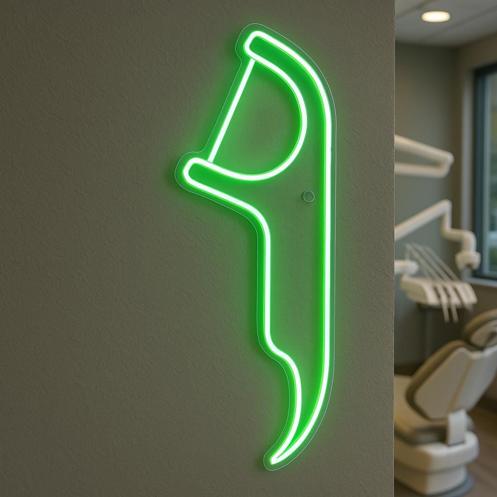 Floss Sign Neon Dental Floss Sign. Dental Clinic Decor. Dentist Gift Idea. Dental ...