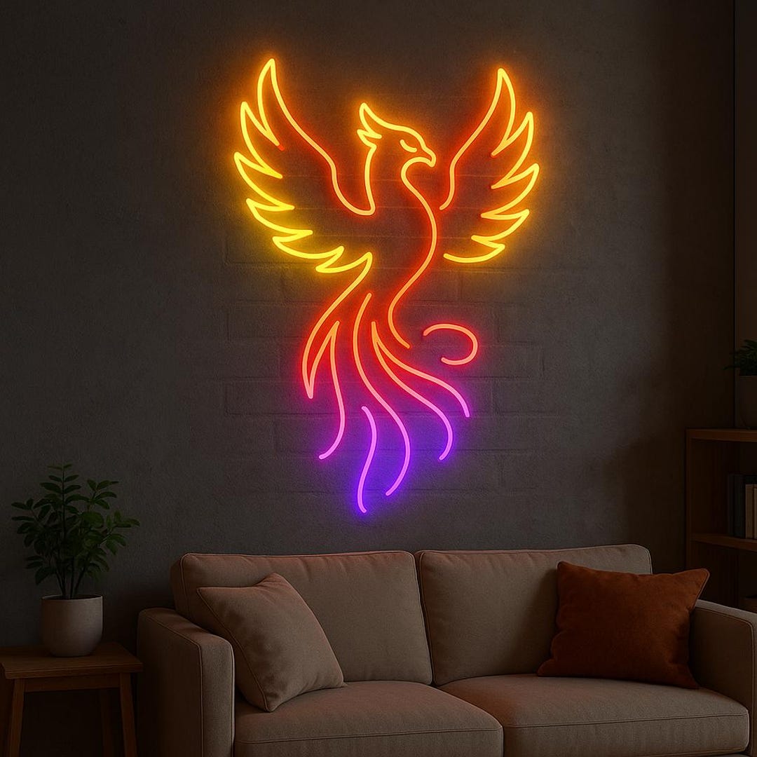 Phoenix Neon Sign. Legendary Immortal Bird Light Sign. Bird Phoenix Neon Sign. Legendary Immortal Bird Light Sign. Bird