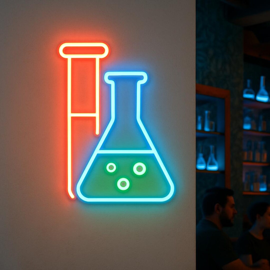 Test Tube and Flask Neon Sign. Medical Lab Light. Diagnostic Centers ...