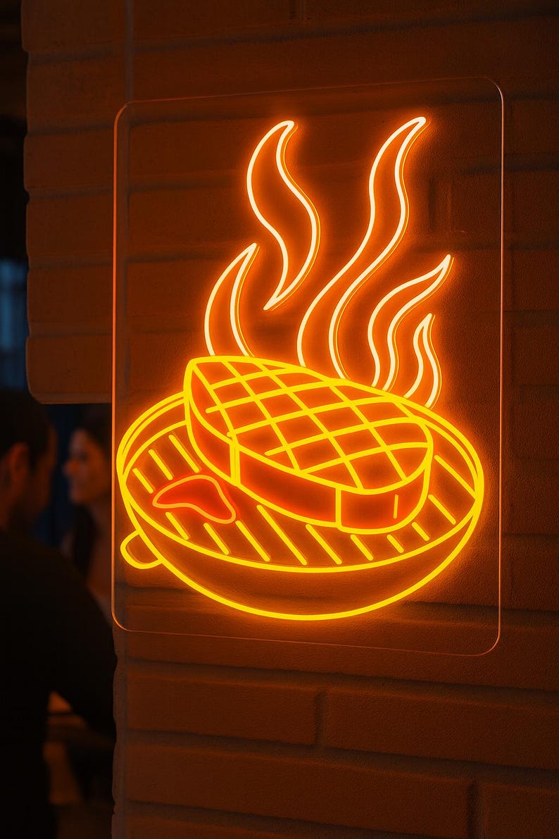 Meat and Grill Neon Sign. Restaurant Led Sign. Gift Idea for Chef ...