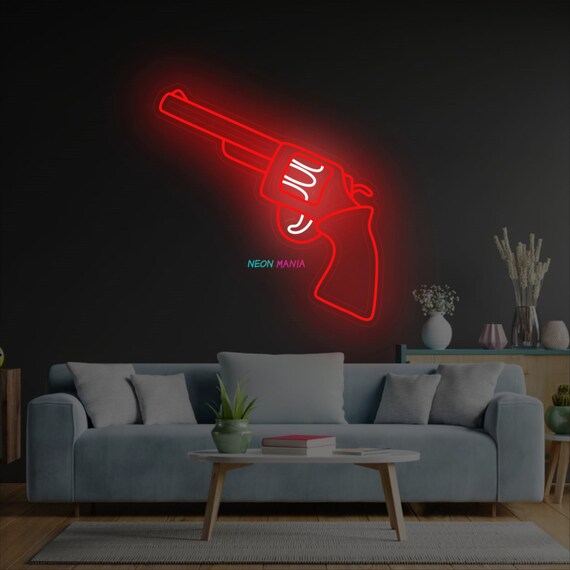 Revolver Neon Sign Pistol Led Neon Gun Led Light Custom Etsy