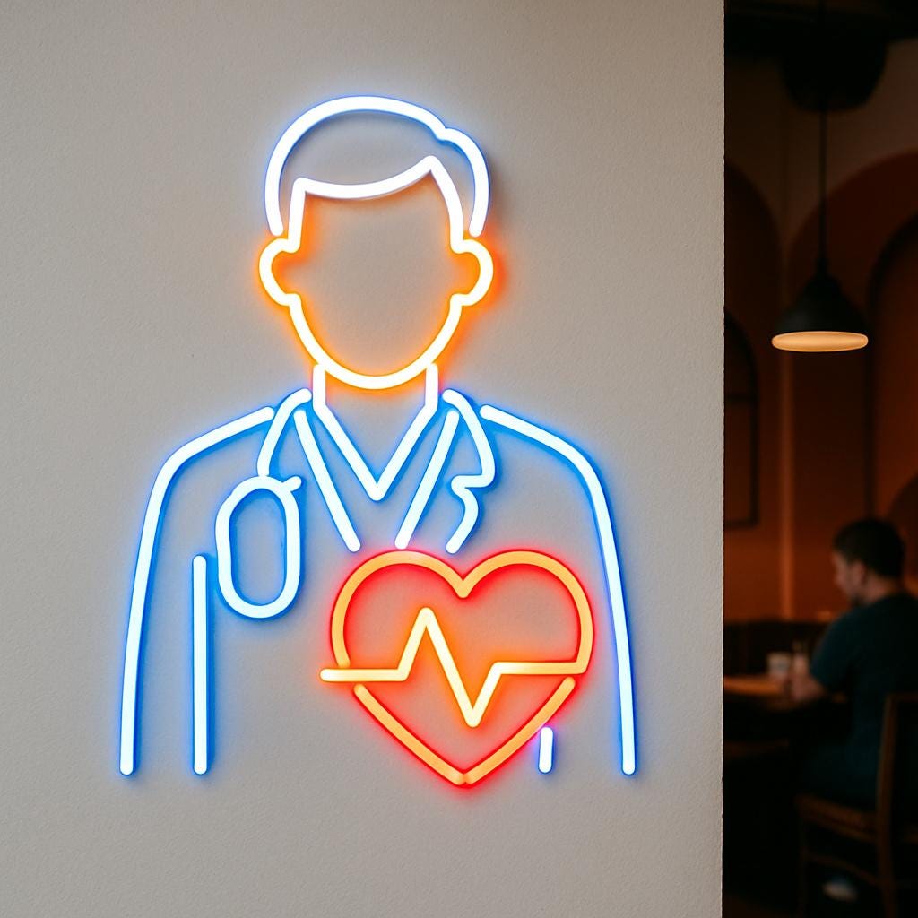Doctor and Heart Neon Sign. Heart Treatment Light. Polyclinic Led Sign ...