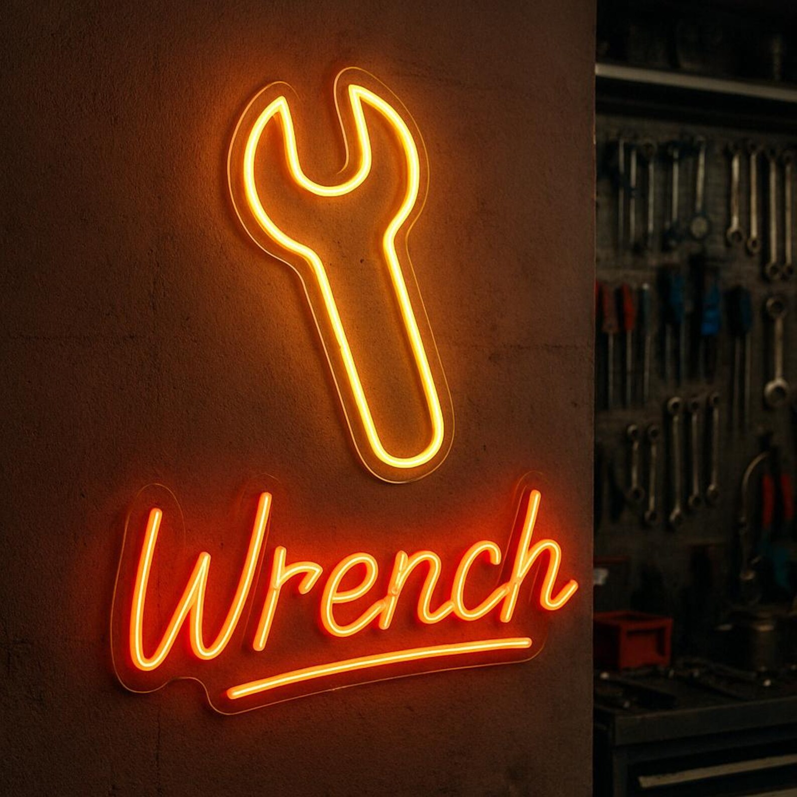 Maintenance Service Light Wrench Neon Sign. Gear Wrench Led Light. Repair Service Light Sign ...