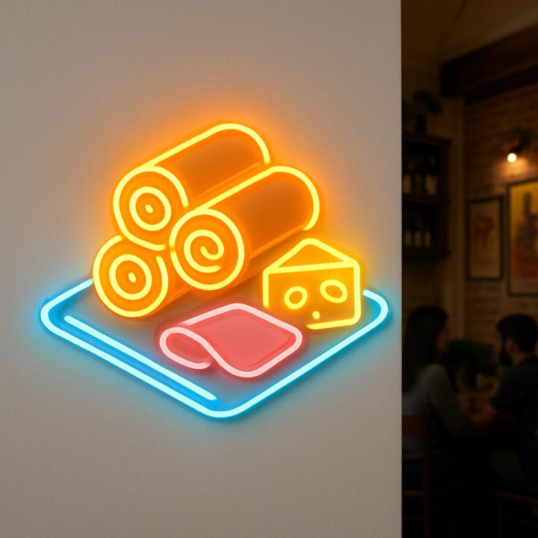 Ham Supper Sign Cheese and Ham Rolls Neon Sign. Restaurant Light. Bistro Led Sign. Gift ...