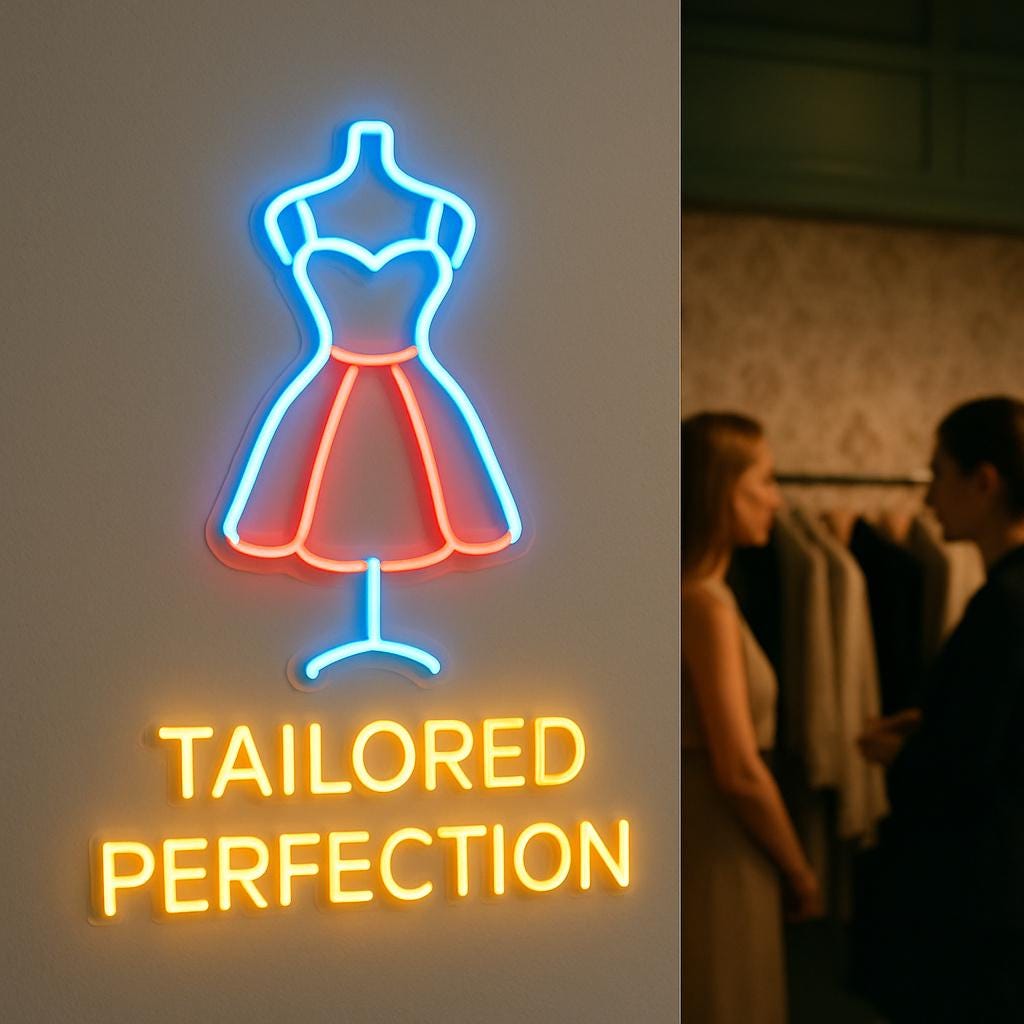 Mannequin Signs Atelier and Custom Tailoring Neon Sign. Dress on a Mannequin Led Sign ...