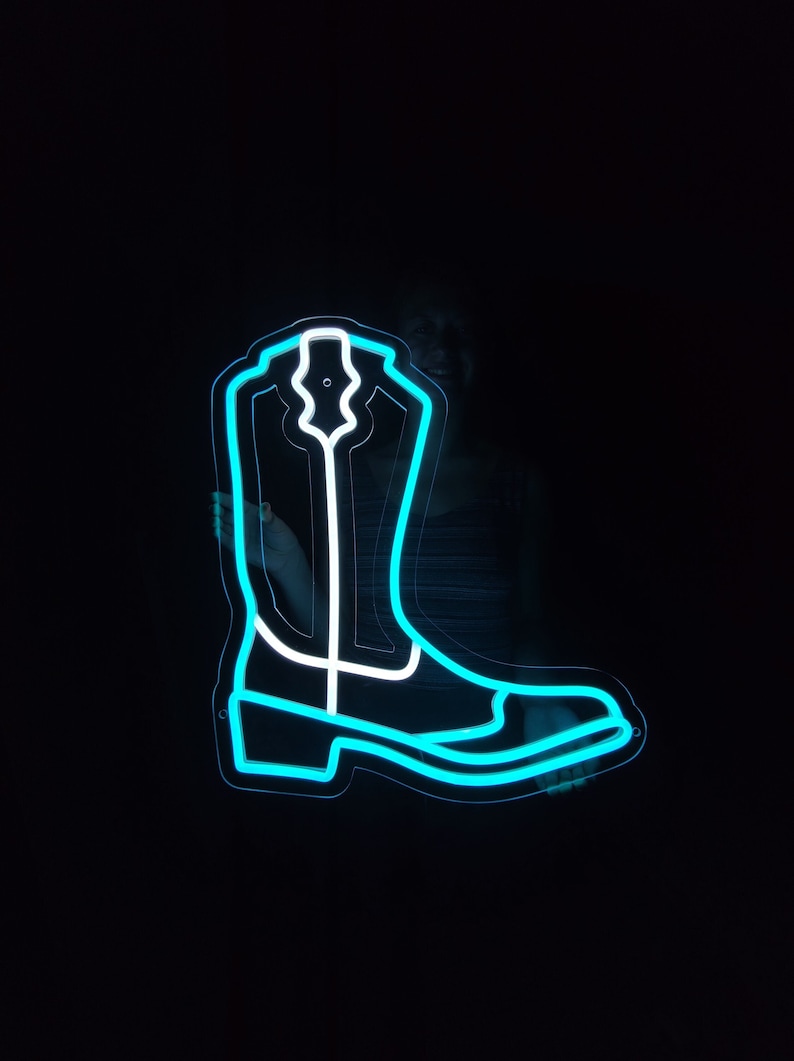 Cowboy boot neon sign, cowboy shoe led sign, western neon light, custom wall cowboy decor led light image 1