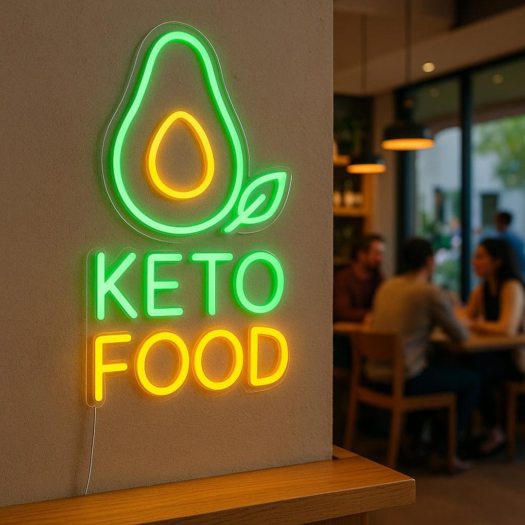 Keto Fail Sign Keto Food Neon Sign. Custom Restaurant Decor. Healthy Food LED Decor ...