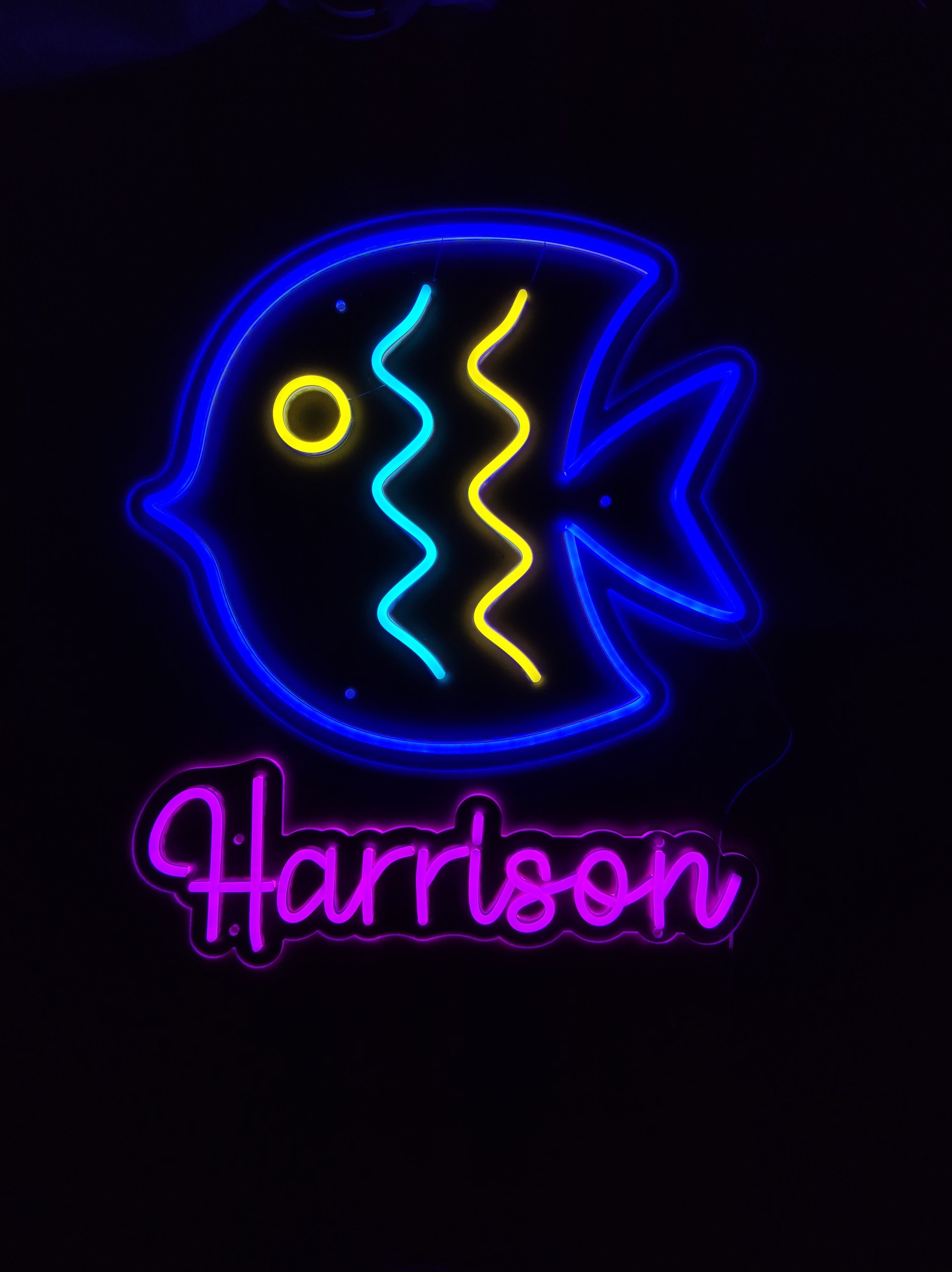 魚のネオンサイン、熱帯魚のLEDサイン、ペットショップの装飾用LED