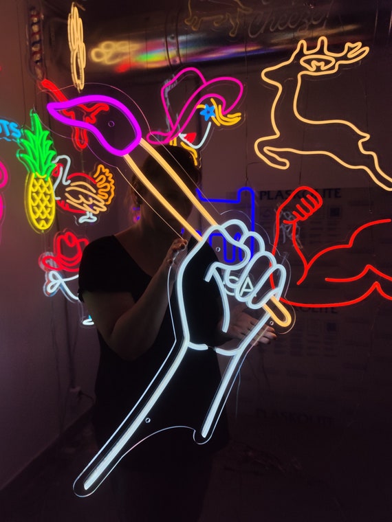 Brush in Hand Neon Sign: the Perfect Sign for Artists. Art School