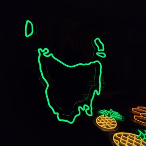 Letrero de neón del mapa de Tasmania, neón LED de Tasmania, luz LED personalizada para decoración de pared del estado insular de Australia