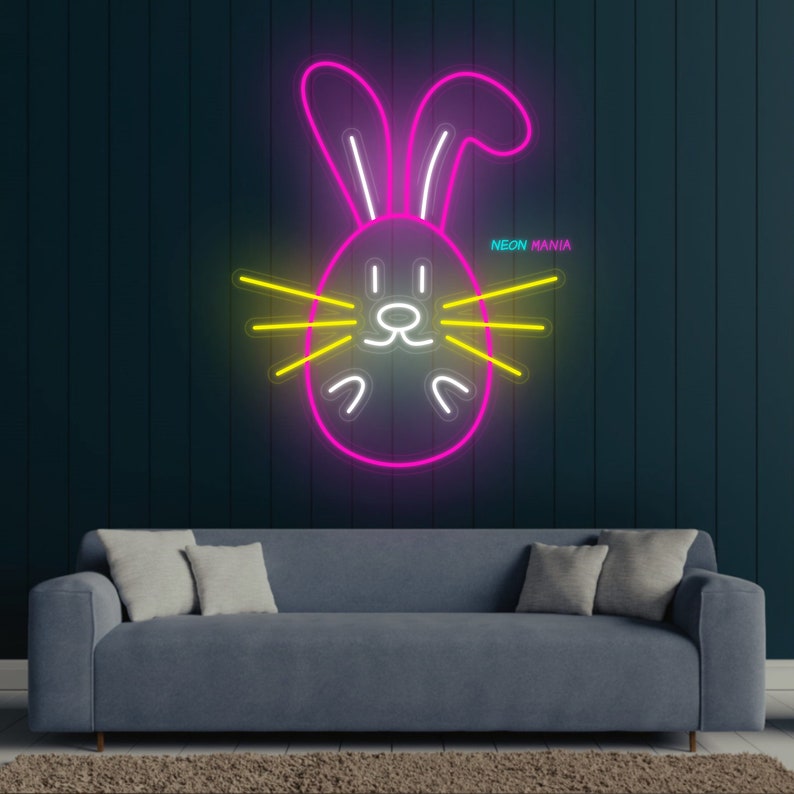 Pink Neon Rabbit Bunny Neon Sign, Rabbit Neon Light, Easter Bunny Led Light, Custom ...