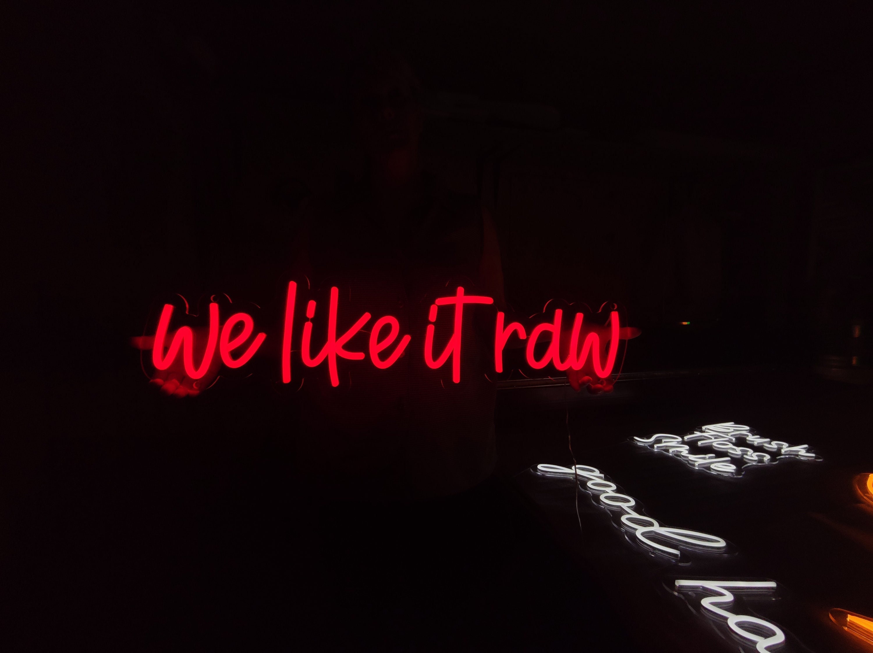 We Like It Raw Neon Sign, Sushi Restaurant Led Decor, Bar Light