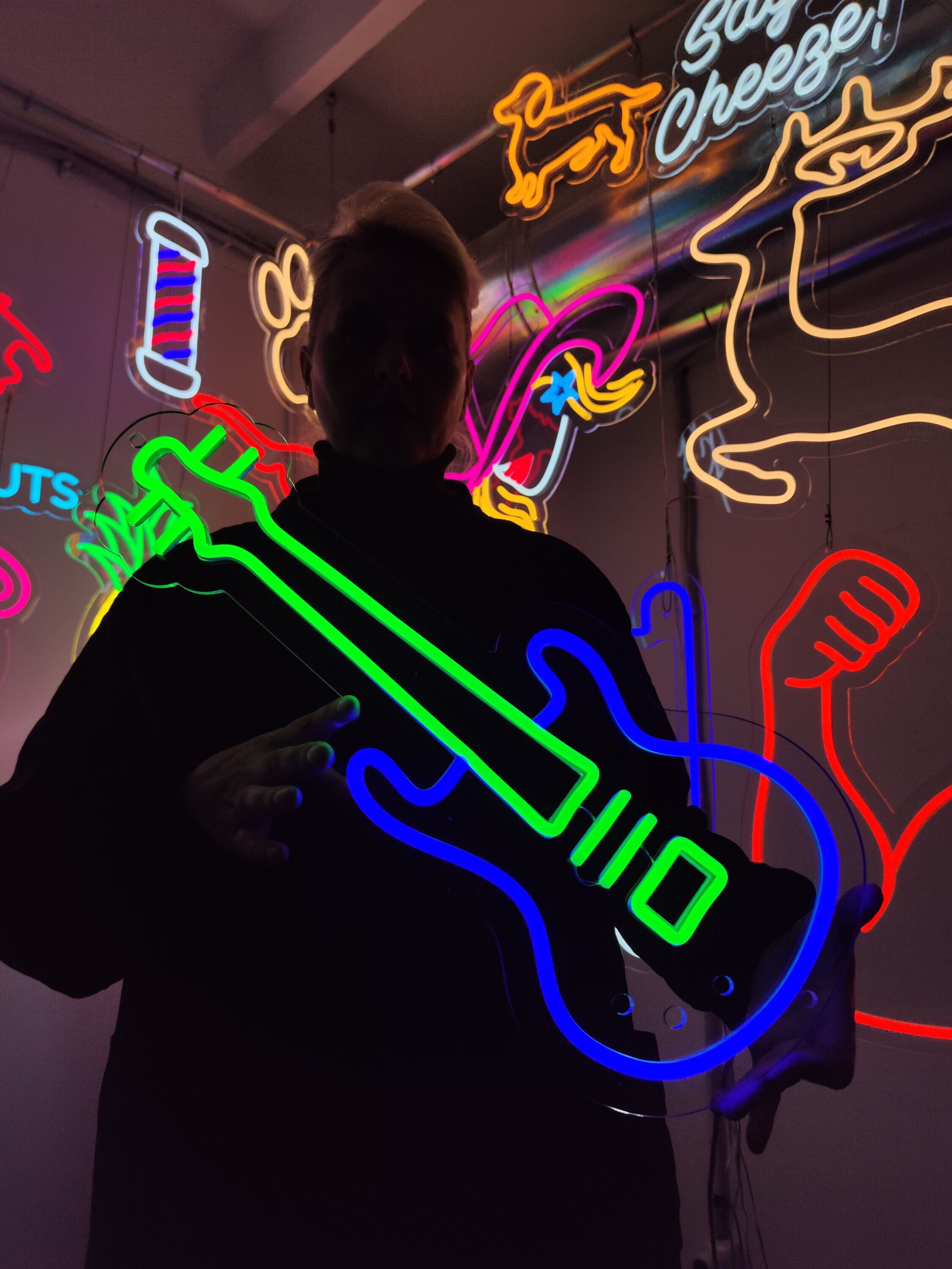 Guitar neon sign, live music neon light, music instrument led light, custom guitar led sign