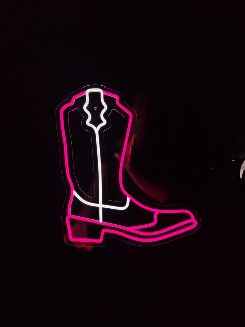 Cowboy boot neon sign, cowboy shoe led sign, western neon light, custom wall cowboy decor led light image 2
