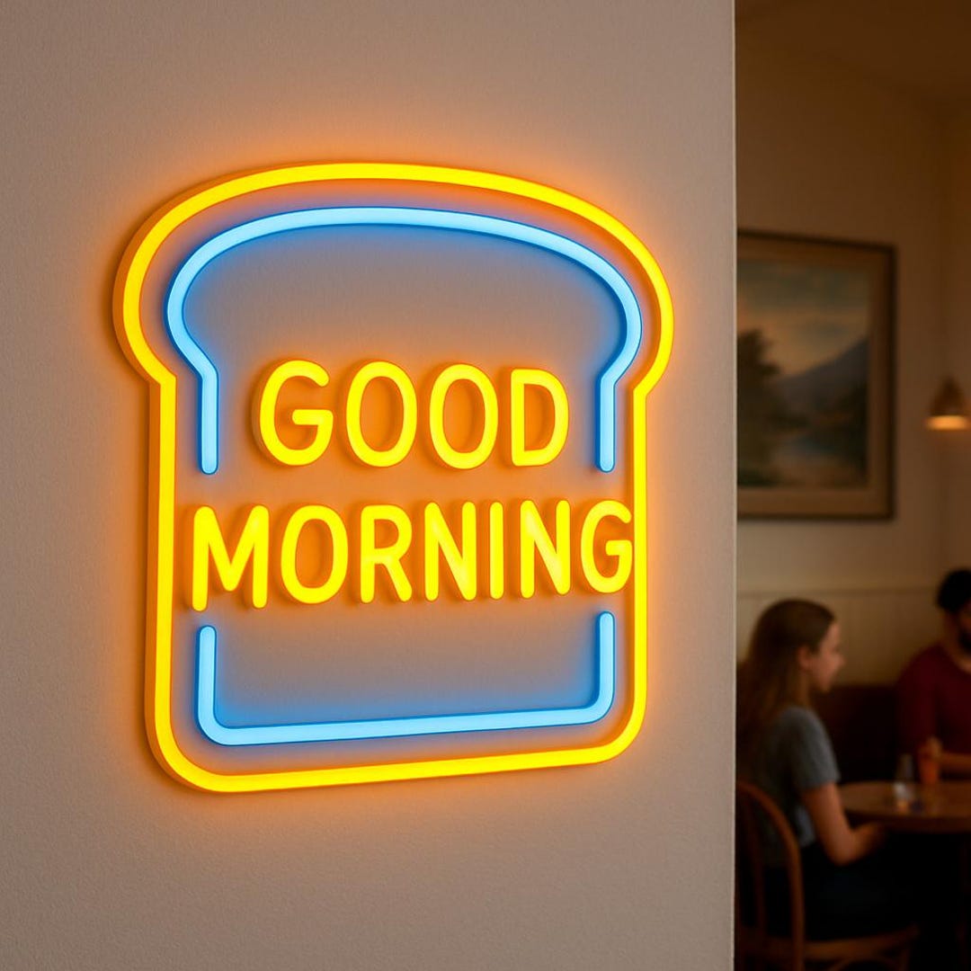 Toast Signs Toast With the Inscription “good Morning” Neon Sign. Breakfast Cafe ...