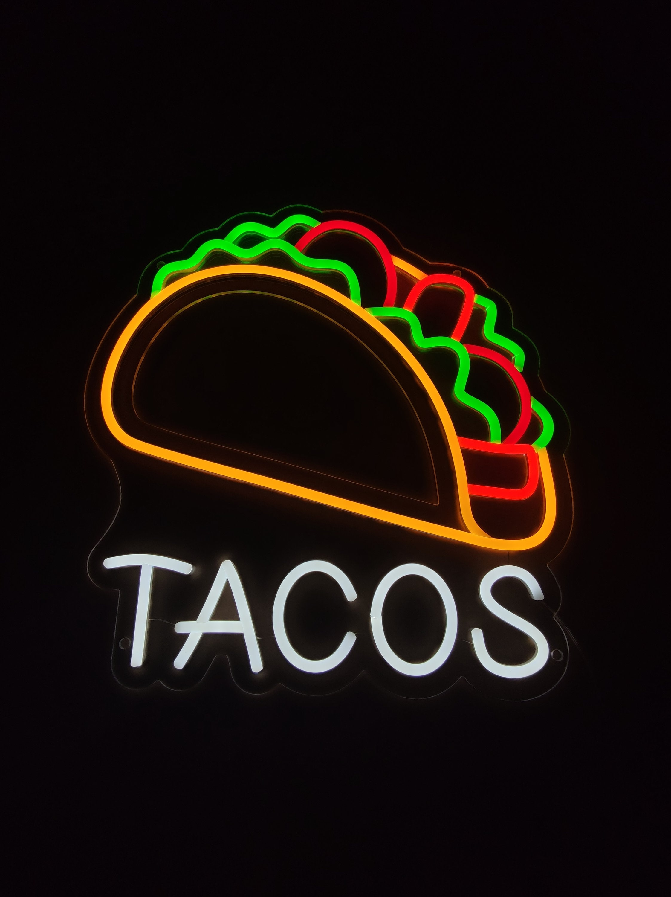 タコスのネオンサイン、タコスのLEDライト、メキシコのネオンライト