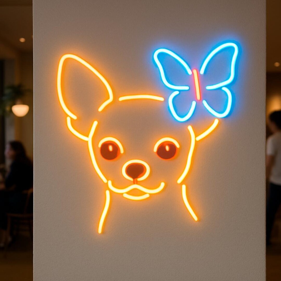 Dog Neon Sign. Four-legged Friend Light. Pet Store Led Sign. Chihuahua ...