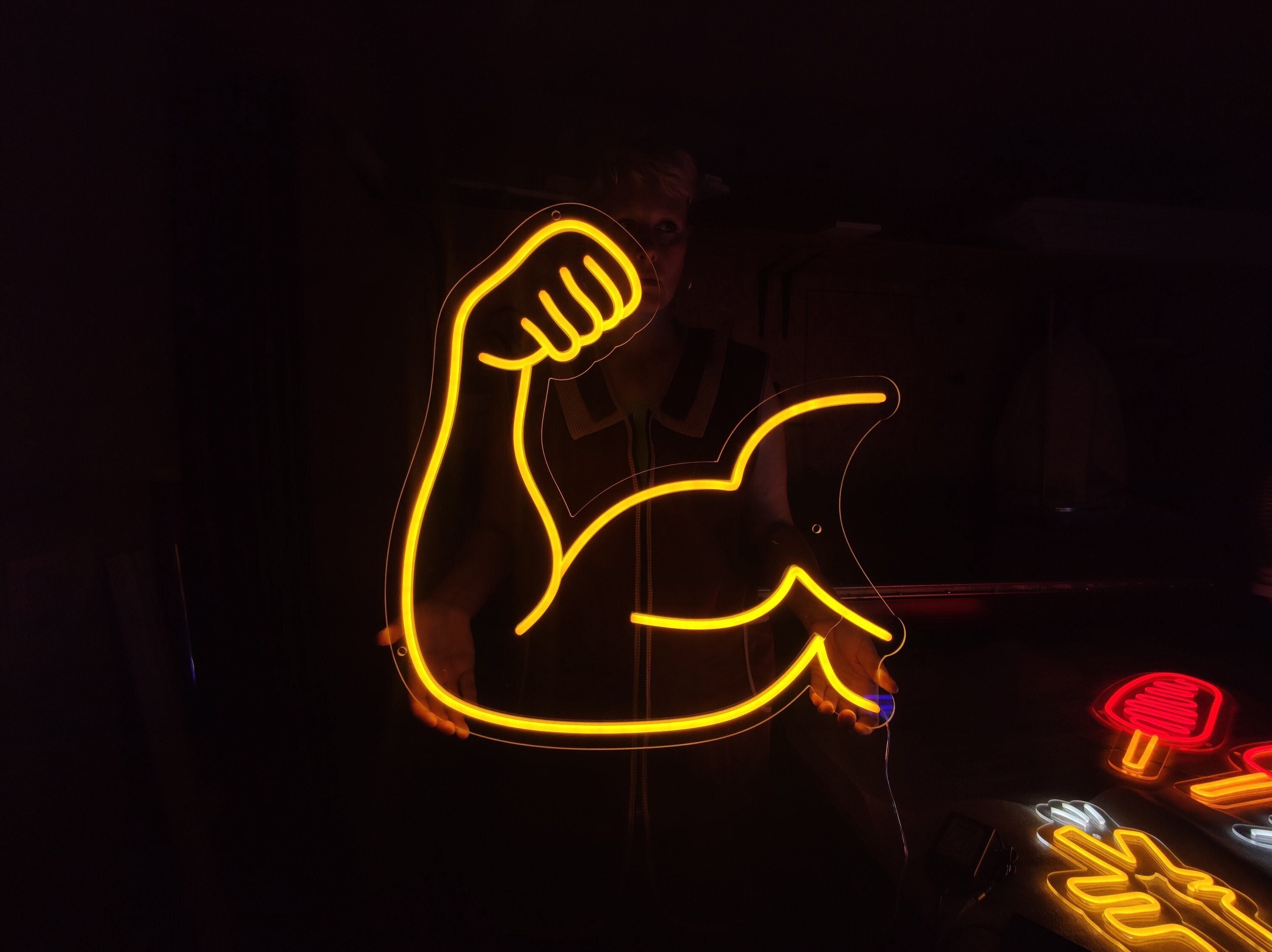 Arm Muscles Neon Sign, Biceps Led Neon, Gym Led Light, Workout Light ...