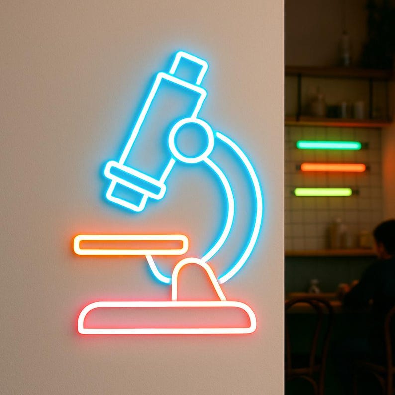 Microscope Neon Sign. Medical Laboratory Light. Polyclinic Led Sign ...