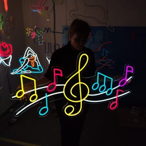Musical Notes Neon Sign: Light up Your Music Classes. Musical Notation ...