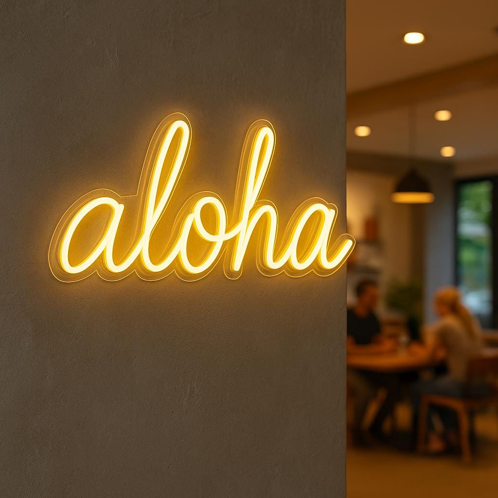 アロハネオンサイン。バーLED装飾。ハワイアンパーティーネオンサイン