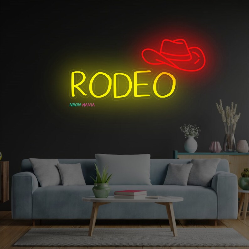 Rodeo Neon Sign, Cowboy Hat Led Sign, Western Decor Neon Light, Cowboy ...