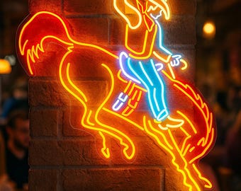 Cowboy Neon Sign. LED Western Decor. Wild West Led Sign. Cowboy