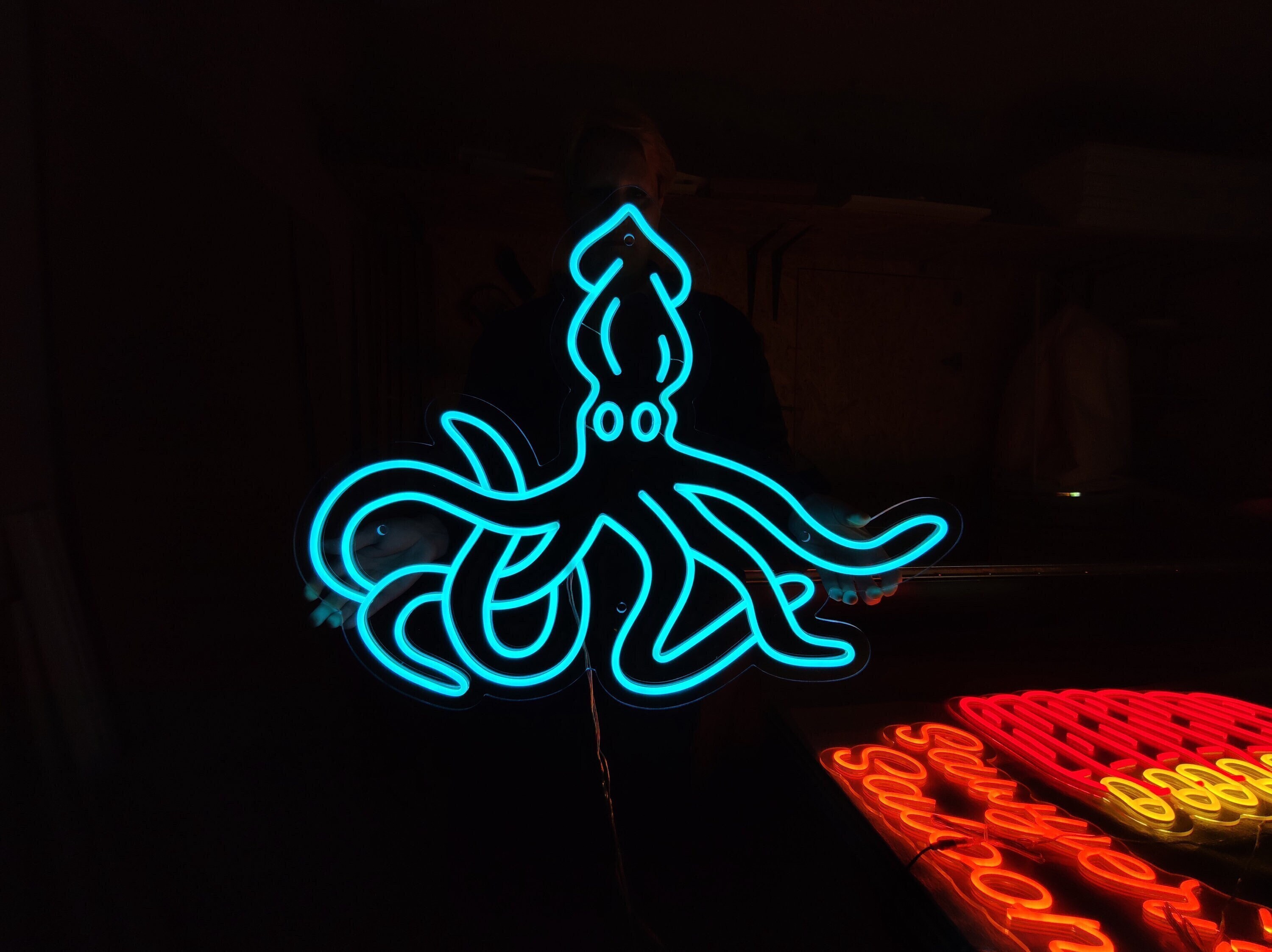 Squid Sign Design Squid Neon Sign, Octopus Light Sign, Ocean Animals Led Sign, Underwater ...