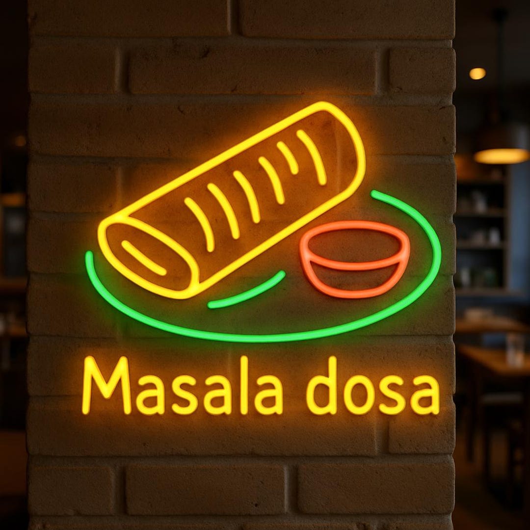 Masala Dosa Neon Sign. South Indian Dish Led Light. Custom Food Neon ...