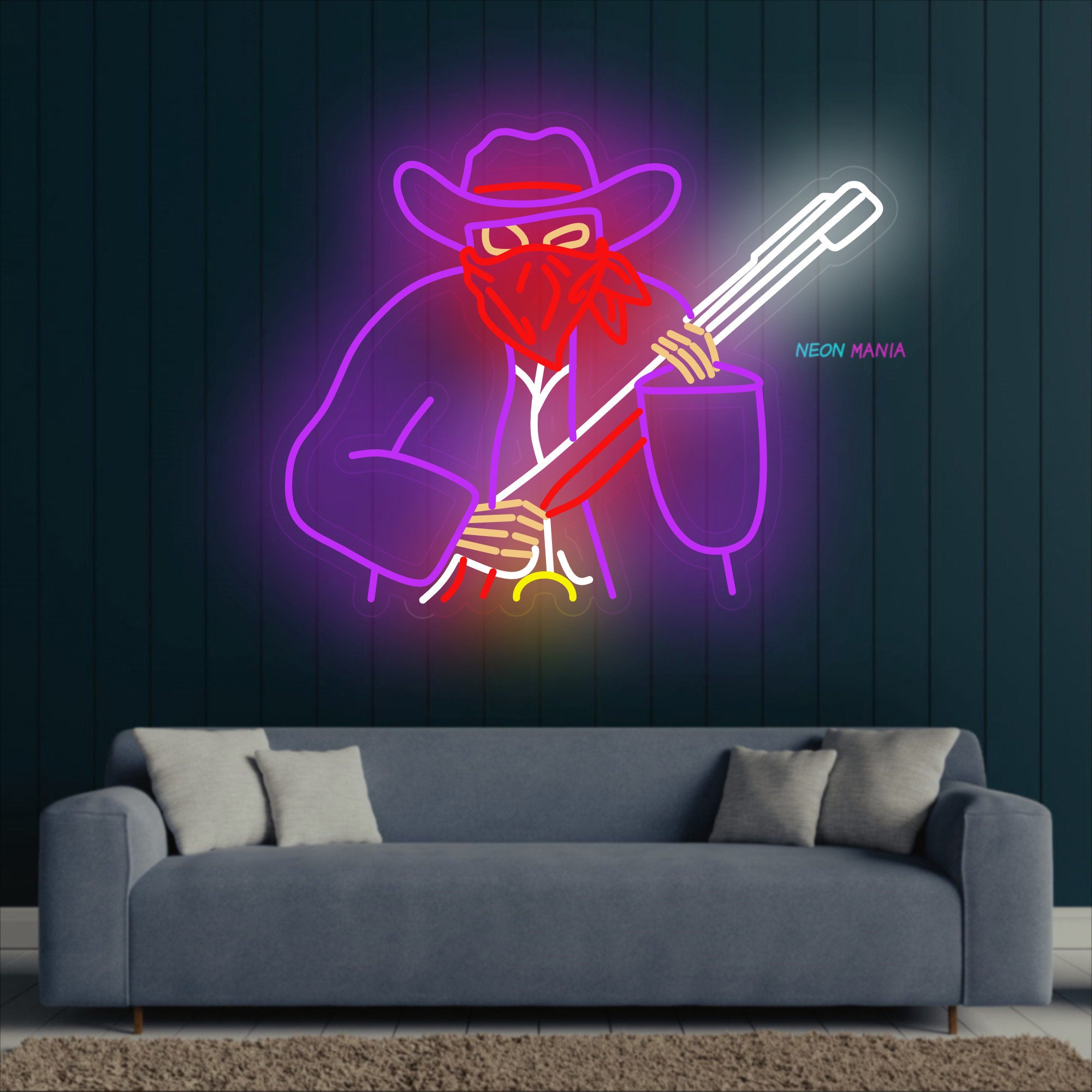 Cowboy Neon Sign, Wrangler Led Sign, Western Neon Light