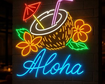アロハネオンサイン。バーLED装飾。ハワイアンパーティーネオンサイン