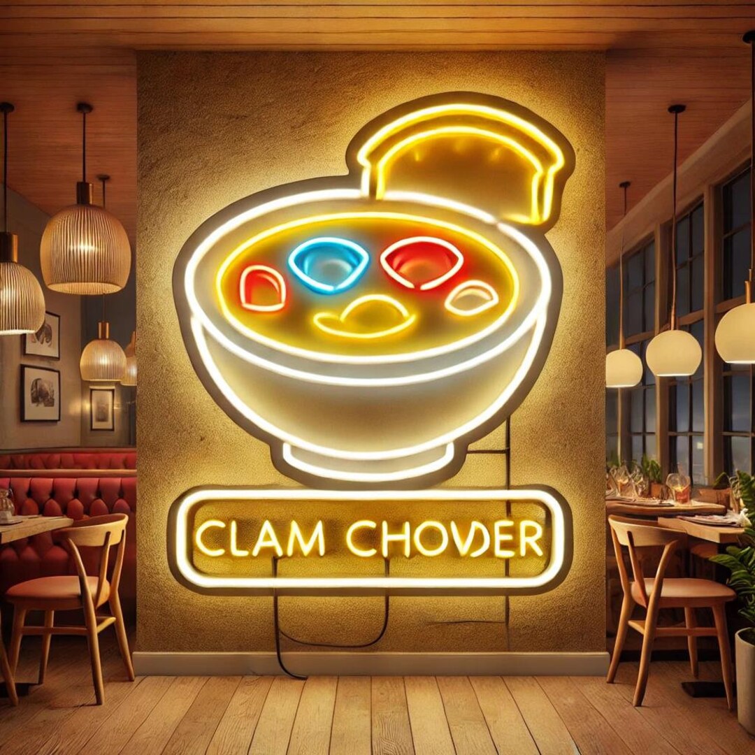 Chowder Led Light Clam Chowder LED Neon Sign. Restaurant Decor. Seafood Led Sign. Dish ...