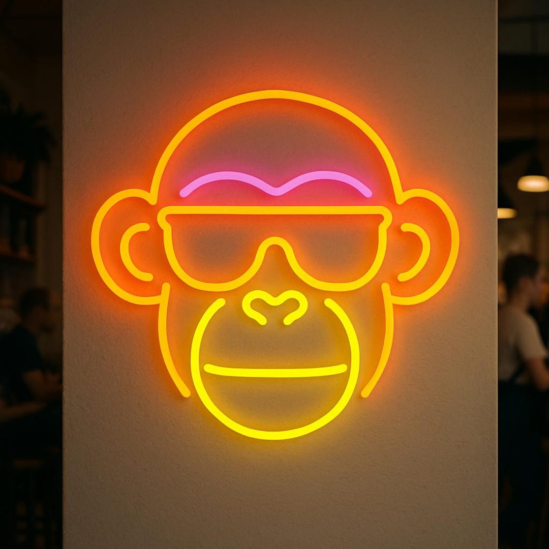 Monkey Neon Sign. Living Room Light. Kids Room Led Sign. Playroom