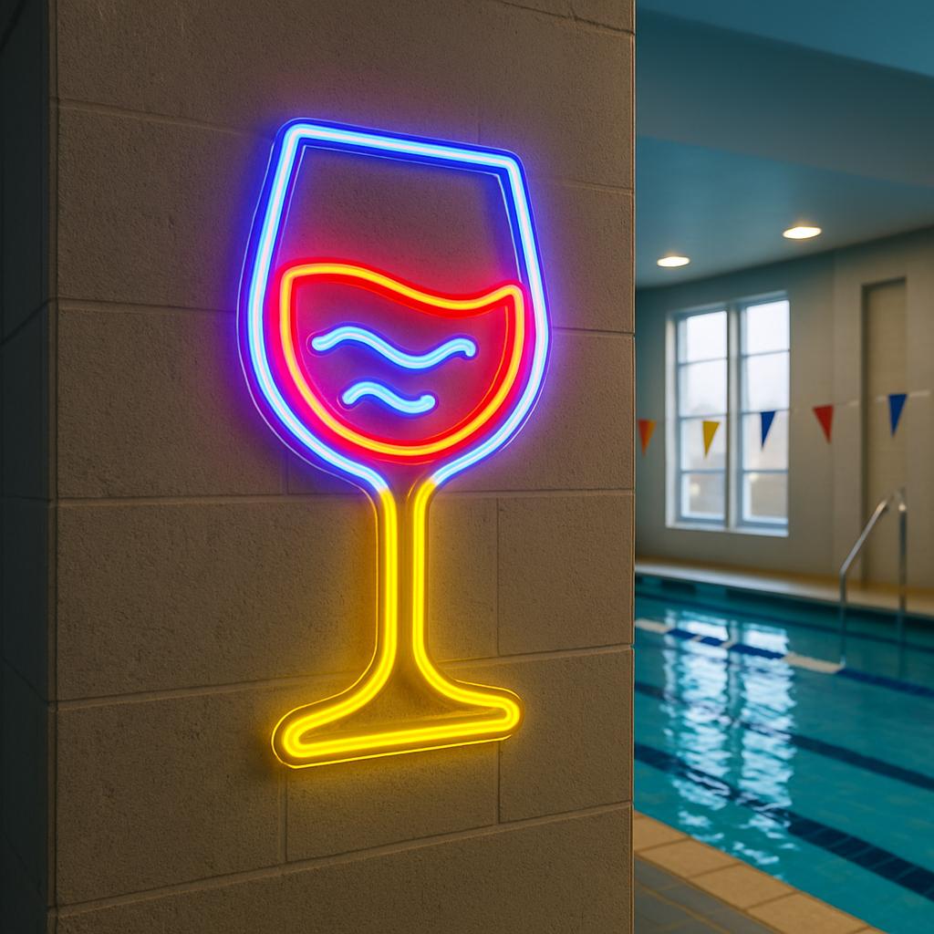 Wine Glass Neon Sign. LED Bar Decor. Winery Gift Idea. Wine Bottle Wall ...