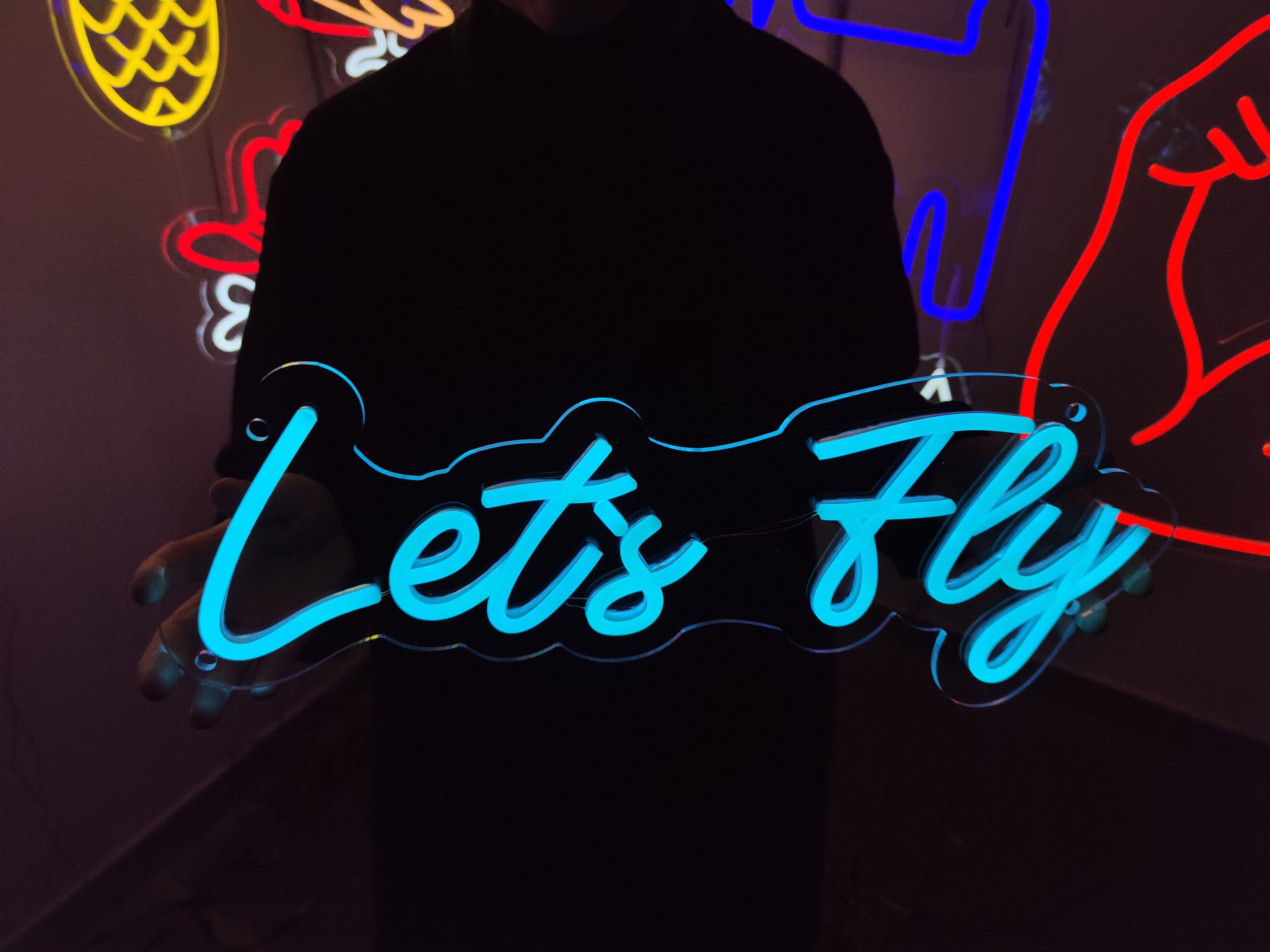 Lets Fly Neon Sign, Custom Fly Led Sign, Romantic Led Light, Custom Bar ...
