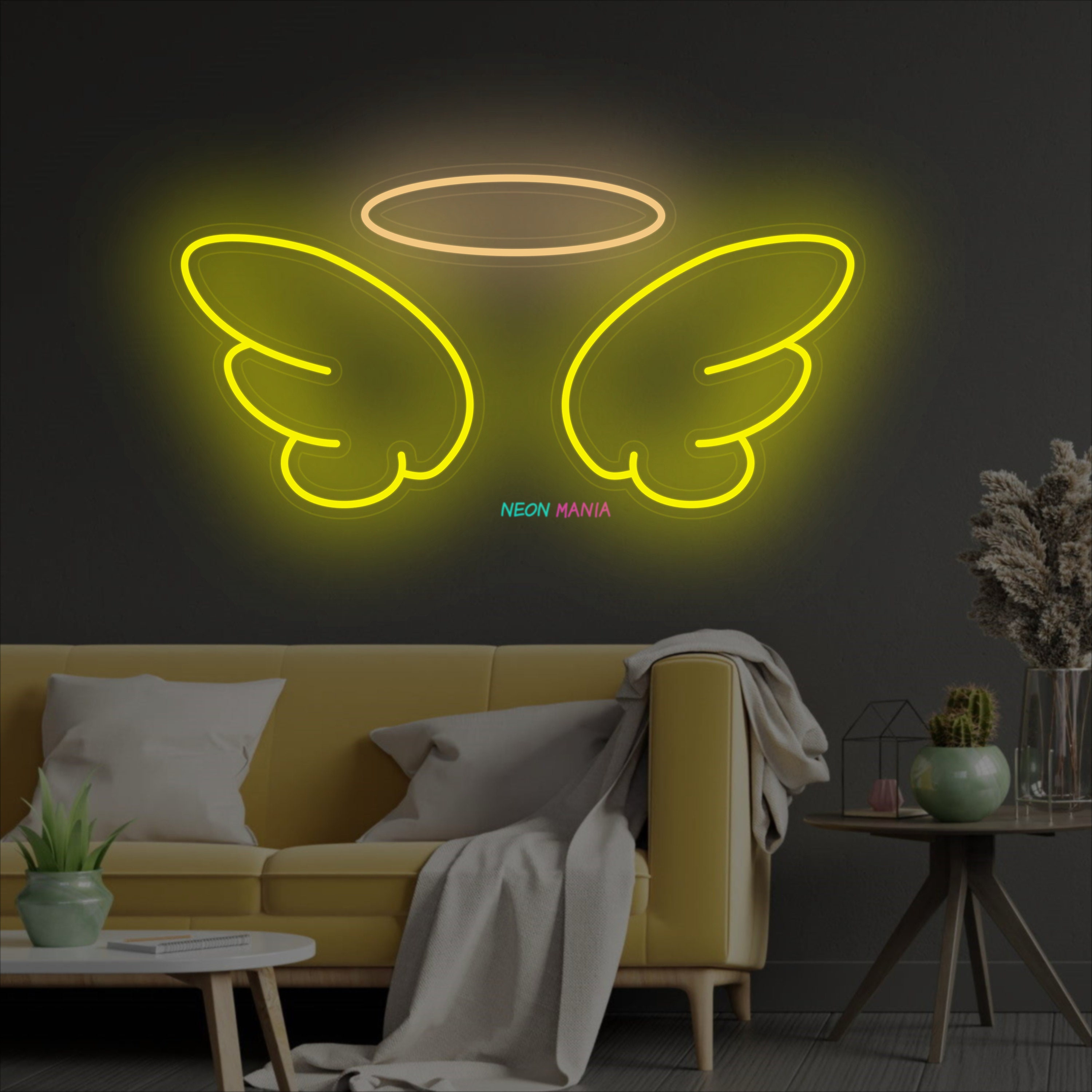 Wings With Nimb Sign Wings Led Sign Party - Etsy