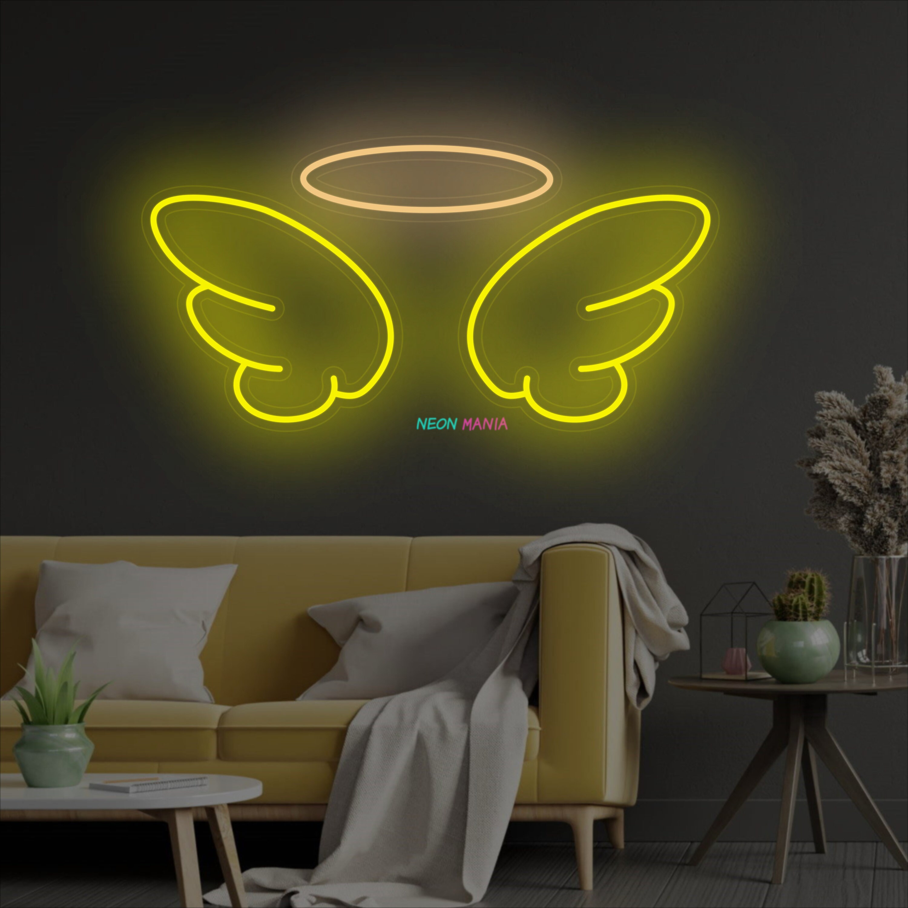 翼付きニムネオンサイン、天使の羽の LED サイン、パーティー装飾 LED