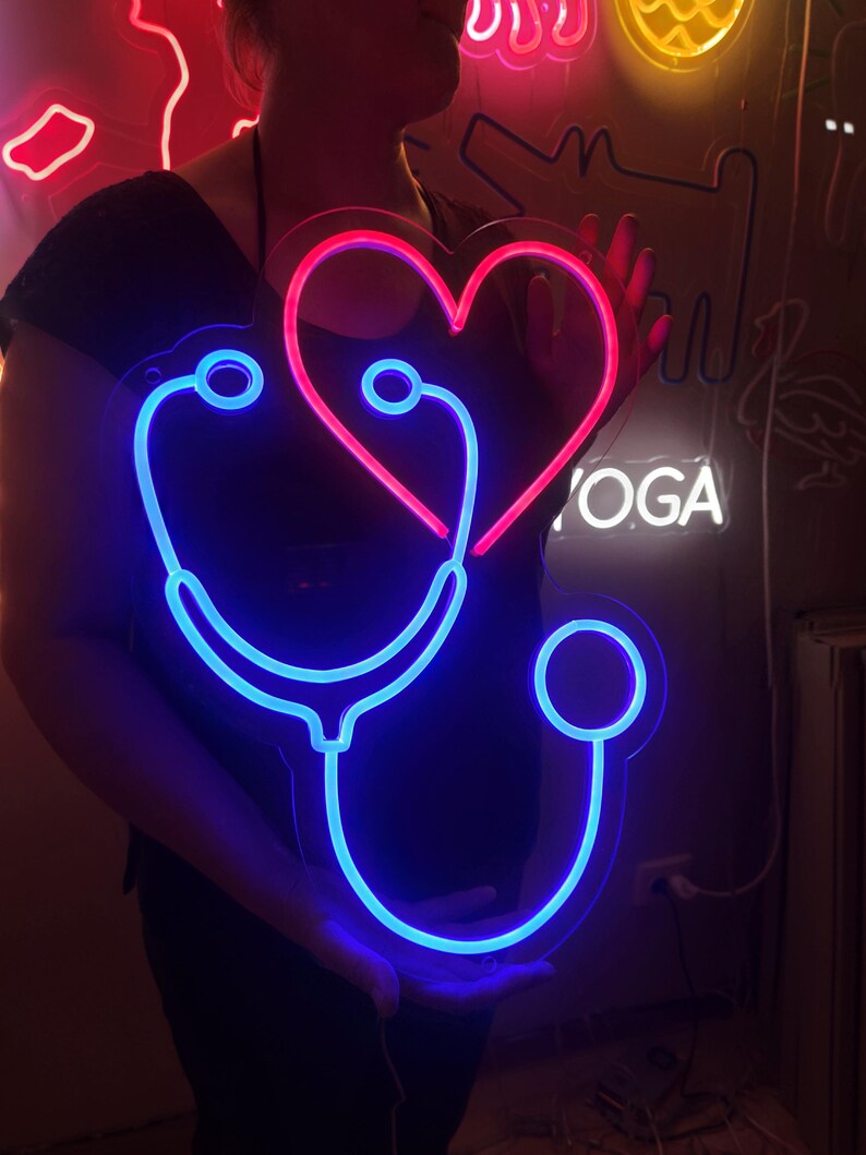 Stethoscope Neon Sign. LED Hospital Decor. Medical Neon Decor ...