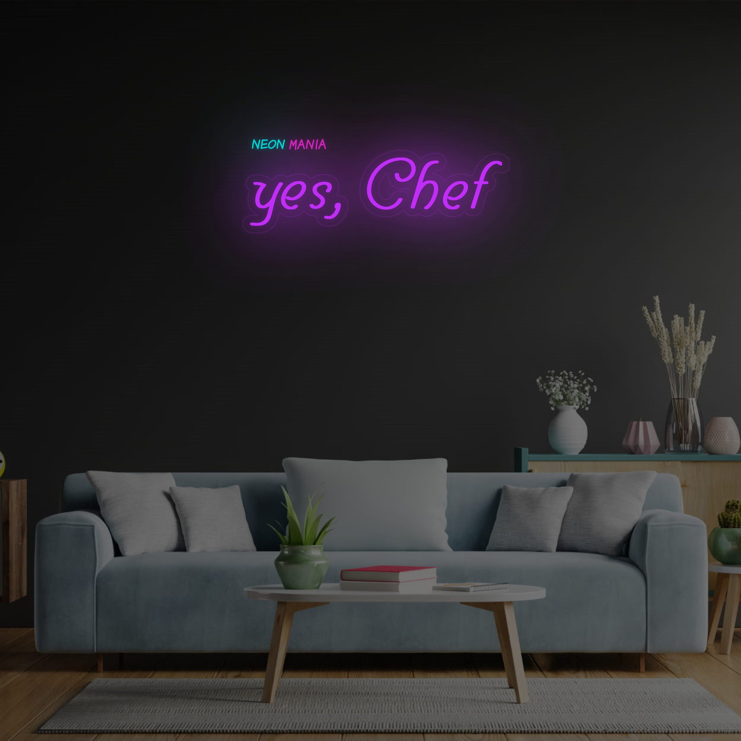 Yes, Chef Neon Sign: Cafe Led Light Wall Decor. Kitchen Led Neon Sign ...